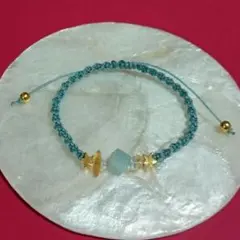 【24】キューブ型アマゾナイト パワーストーンコードブレス