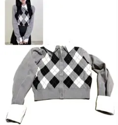 新品未使用 INGNI アーガイルシャツドッキングレイヤードニット グレー