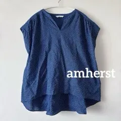 amherst 天然素材 コットン ドット柄 プルオーバー ブラウス ブルーのサムネイル