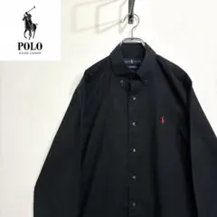 超人気❗️ラルフローレン　ワンポイントロゴシャツ　M 90s刺繍古着希少レア長袖