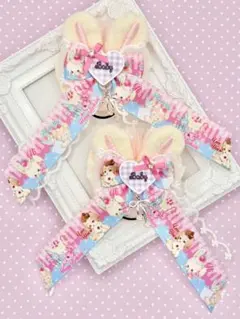 60ハンドメイドリボン　ヘアゴム　キッズ　たらりん