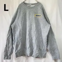 グレー 【L】ロゴ入り　トレーナー　スウェット　裏起毛　海外輸入古着　1点もの