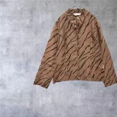 【ベストコレクション】 ブラウス ジャケット　フリル ブラウン　レトロM