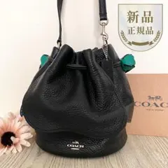 《新品未使用》COACH コーチ　ショルダーバッグ　ブラック　巾着　レザー