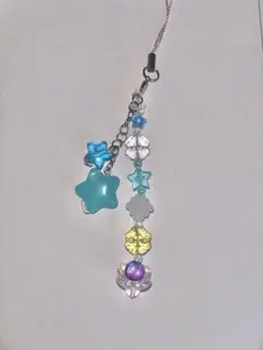ビーズキーホルダー 星 パステルカラー