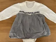 conoco バースデイ 長袖ロンパース リボン フリル 70 ナチュラル