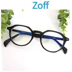 良品☆Zoff ゾフ 眼鏡 メガネ ブラック 黒縁 ラウンド ボストン 軽量