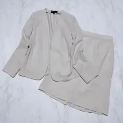 インディヴィ　ストレッチノーカラージャケット　スカートスーツ　セットアップ　36