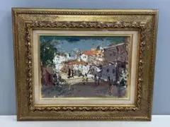 Y.Simon 風景画 油彩画 油絵 パリ街並み 絵画 額装 サイン 箱あり