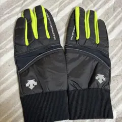 DESCENTE 手袋 黒/蛍光イエロー