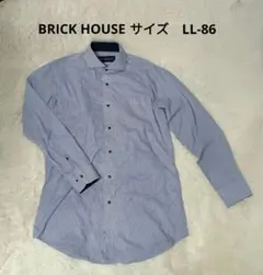 BRICKHOUSEブリックハウス青と白のチェック柄長袖メンズワイシャツ