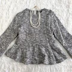 SHIPS〈手洗い可能〉ツイードペプラムプルオーバー シップス ラメ