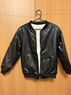 黒 レザージャケット フリース裏地