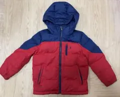 ポロラルフローレン赤と紺のフード付きダウンコート