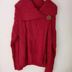 Carraig Donn 100% フィッシャーマン　ニットセーター レッド