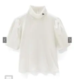GRL リブ タートルトップス 半袖　ホワイト