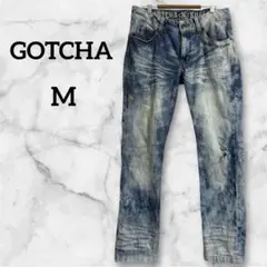 【希少】GOTCHA ガッチャ 刺繍 ブリーチ加工 ダメージデニム M 82cm
