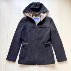 希少✨バーバリーブルーレーベル　アンゴラ混　フードショートコート　ノバチェック