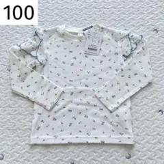 ☆ 新品 100 アプレレクール WEB限定 肩フリルスリットTシャツ 花柄
