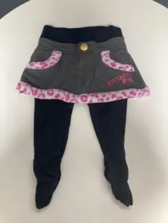 女の子　90 スカート付きレギンス グレー/黒/ピンク