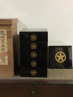 五段重箱 牡丹蒔絵 黒漆塗 Japanese Antique Jubako - メルカリ