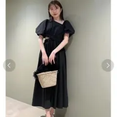 新品未使用タグ付き】idem バックカットチェックワンピース ブラウン 