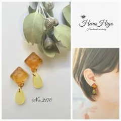 №2170 ❁¨̮ くすみクリアレジンのピアス・イヤリング