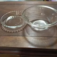 NO,343 IWAKI GLASS 耐熱ガラス ボウル 皿 2点セットのサムネイル