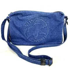 $ HUNTING WORLD ショルダーバッグ デニムエンボスロゴ　インディゴ