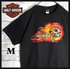 【激レアモデル】ハーレーダビッドソン スカルファイヤー 両面プリント Tシャツ