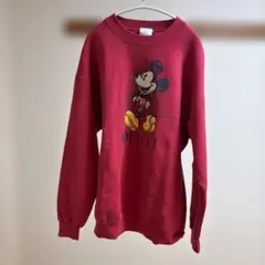 希少　90s USA製　ディズニーストア ミッキー スウェット 赤 Lビンテージ