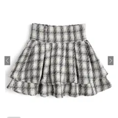 ハイウエストツイードチェックフレアミニスカート [gm827]