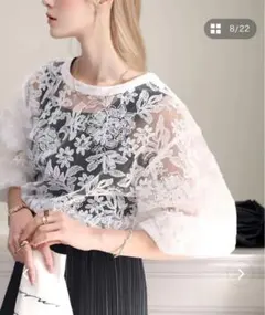 【タグ付き新品】クラシカルエルフ 2WAY花柄刺繍シアートップス