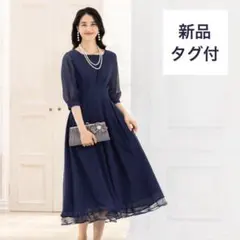 新品タグ付 ドレス ワンピース レース 大きいサイズ 4L ネイビー 入学式