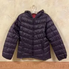 パープル フード付き ダウンジャケット