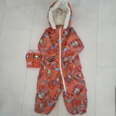 ベビーアウター スキーウェア 95 手袋付き レトロ パンダ