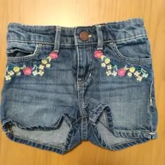 デニムショートパンツ 花柄刺繍 babyGap 100