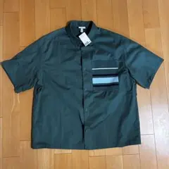 H&M オーバーサイズ半袖シャツ ボーダーポケット