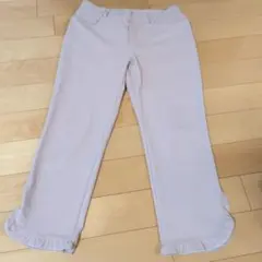 Provador 裾フリル クロップド丈パンツ ライトベージュ