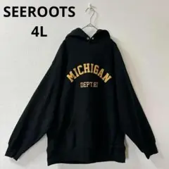 SEEROOTS　ロゴスウェット　4Lサイズ　ブラック　ユニセックス