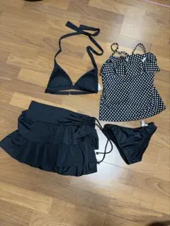 水着　ドット　黒　4点セット！のサムネイル