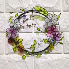 ワイヤークラフト ワイヤーアート ハンドメイド さくらの幸運リース