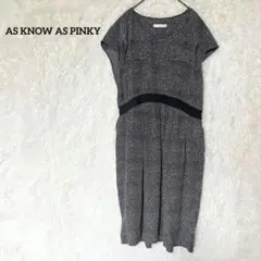 AS KNOW AS PINKY ドット柄 ひざ丈ワンピース グレー FREEのサムネイル