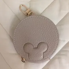 ミッキーマウス型押しコインケース グレー