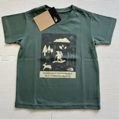 ノースフェイス　キッズ　Tシャツ　知床　ダックグリーン