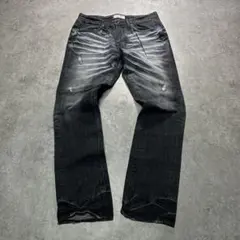 Pledge プレッジ ブラックデニム ジーンズ riri レザーストラップ46 