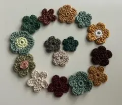 ハンドメイド レース編み かぎ針編み 花モチーフセット 森カラー