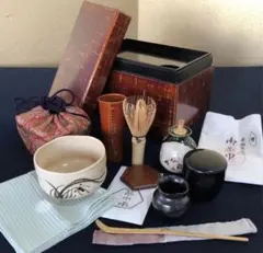 《R》茶道具 茶箱 お茶道具9点 帛紗 仕覆付　260625F4のサムネイル