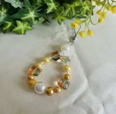 ハンドメイド ビーズ携帯ストラップ　猫　猫型ストラップ