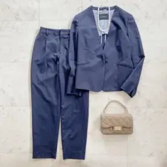 美品　グリーンレーベルリラクシング　カチリラ　ノーラペル　ジャケット　パンツ